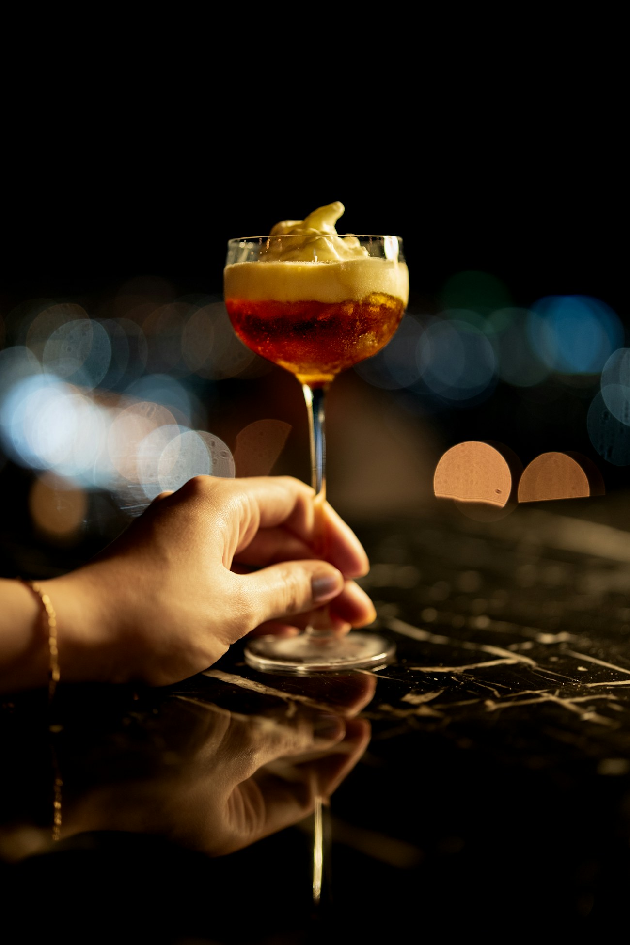 A cocktail at night