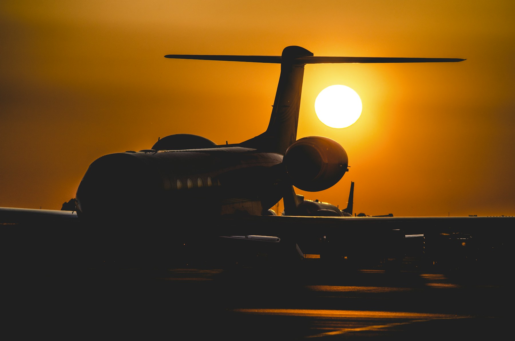 Jet climbing at sunset