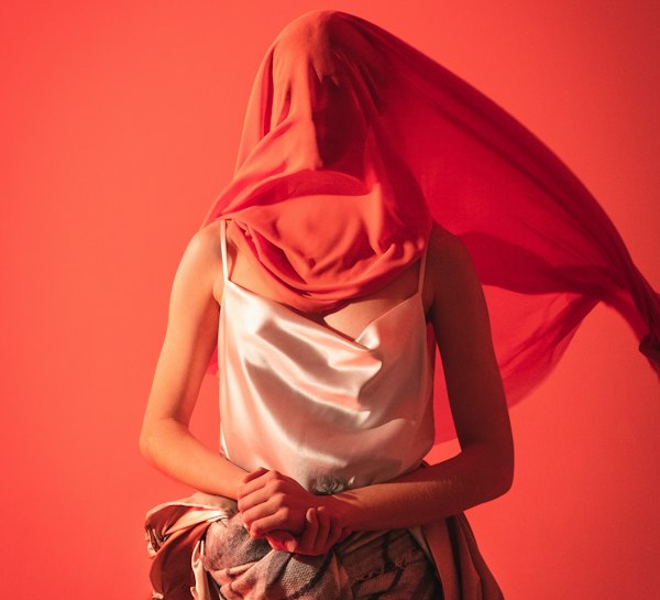 Model with a red veil