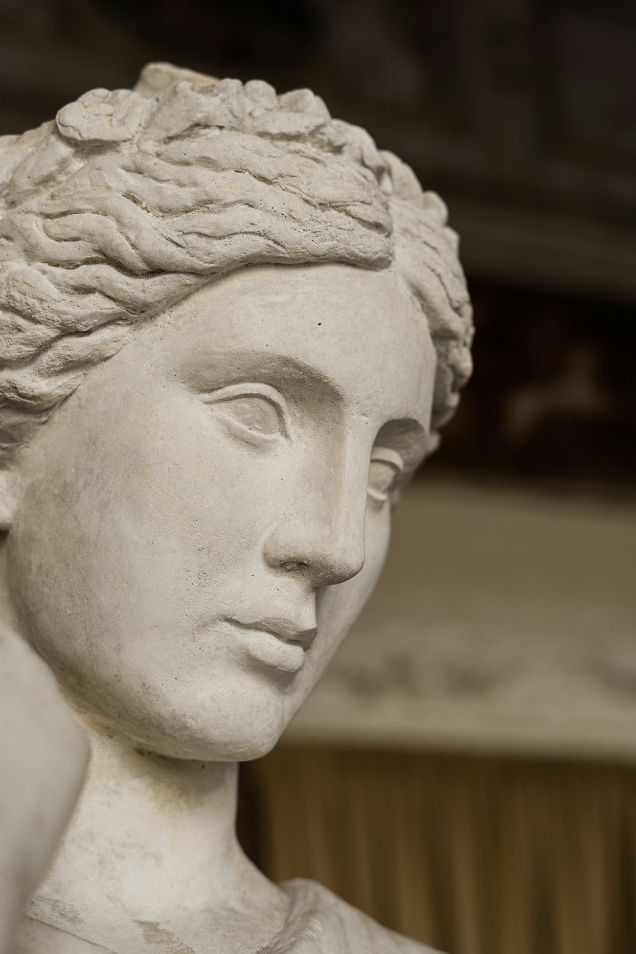 A marble bust of a Roman youth