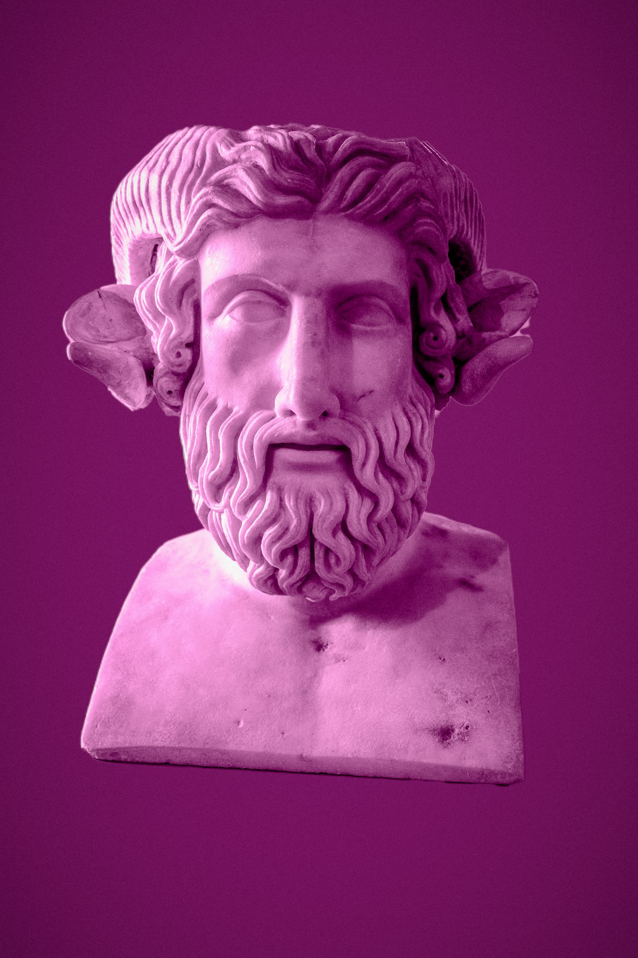 Bust of Zeus in pink resin