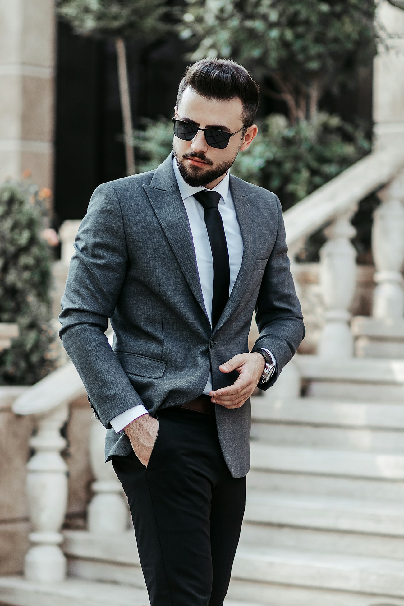Two-piece suit worn