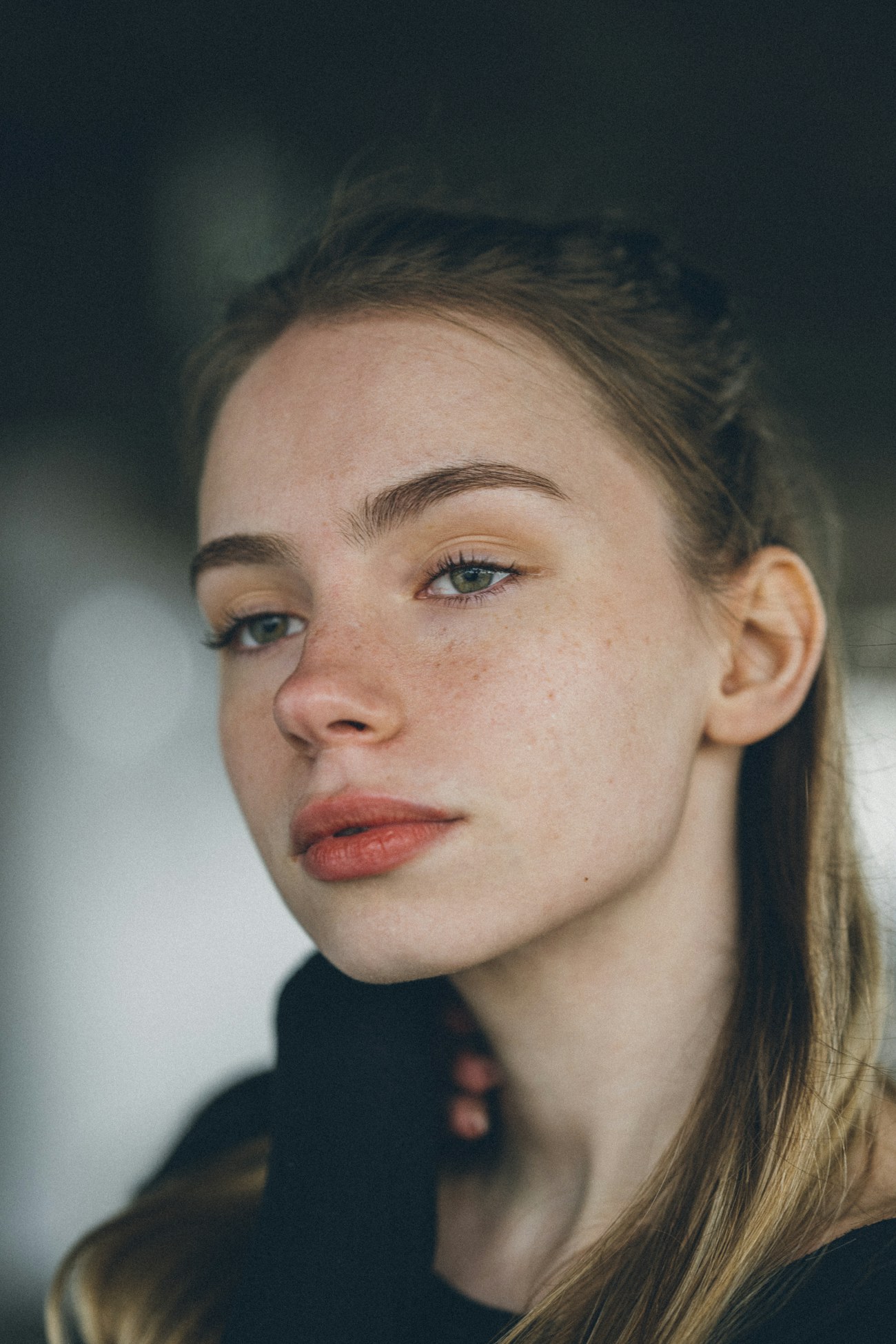 A woman with clear skin