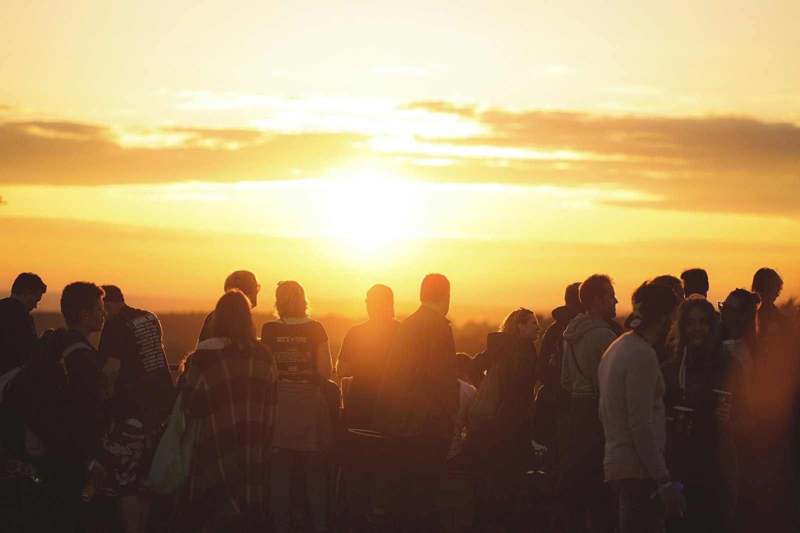 Crowd at golden hour