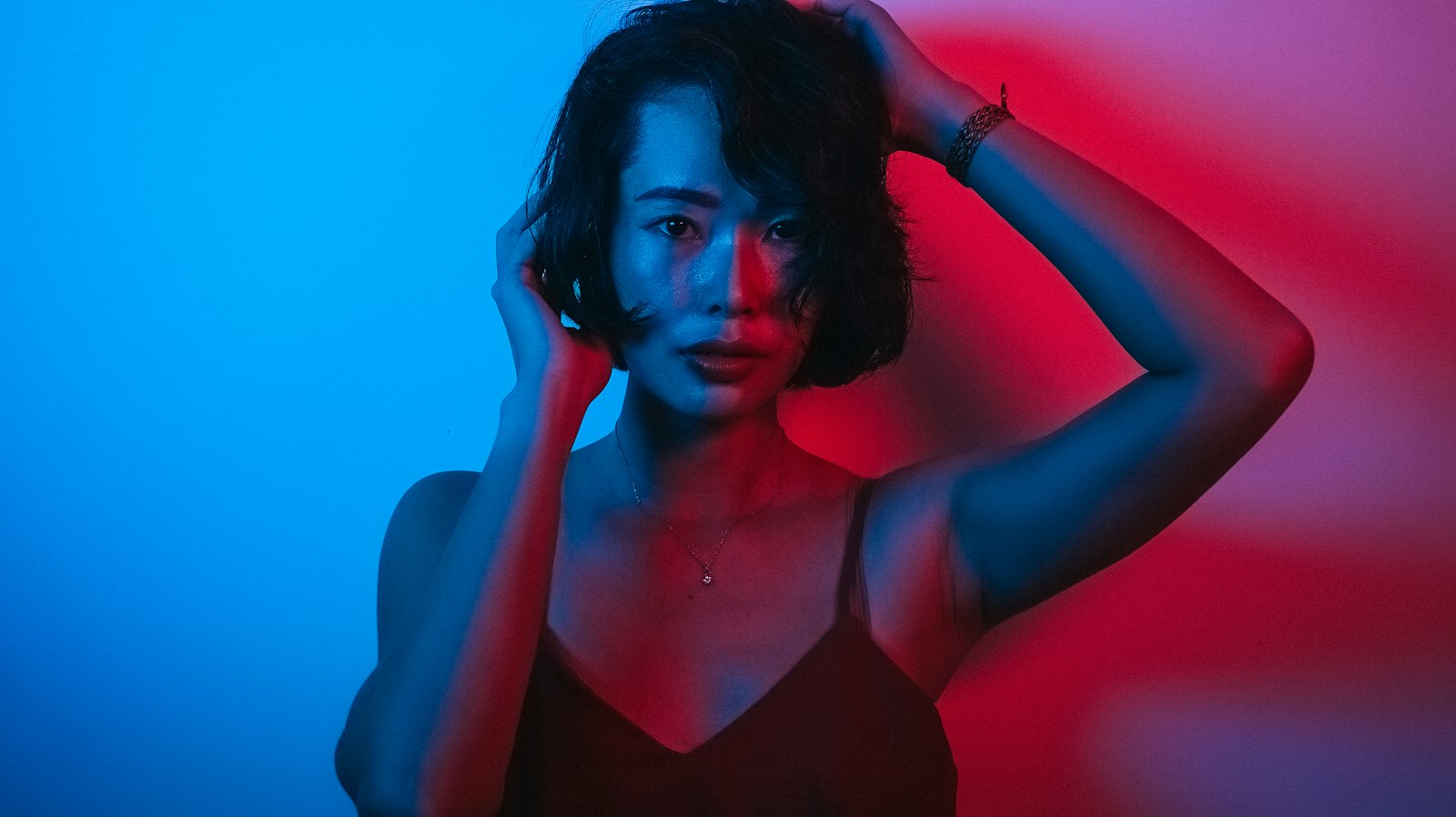 Woman in neon light