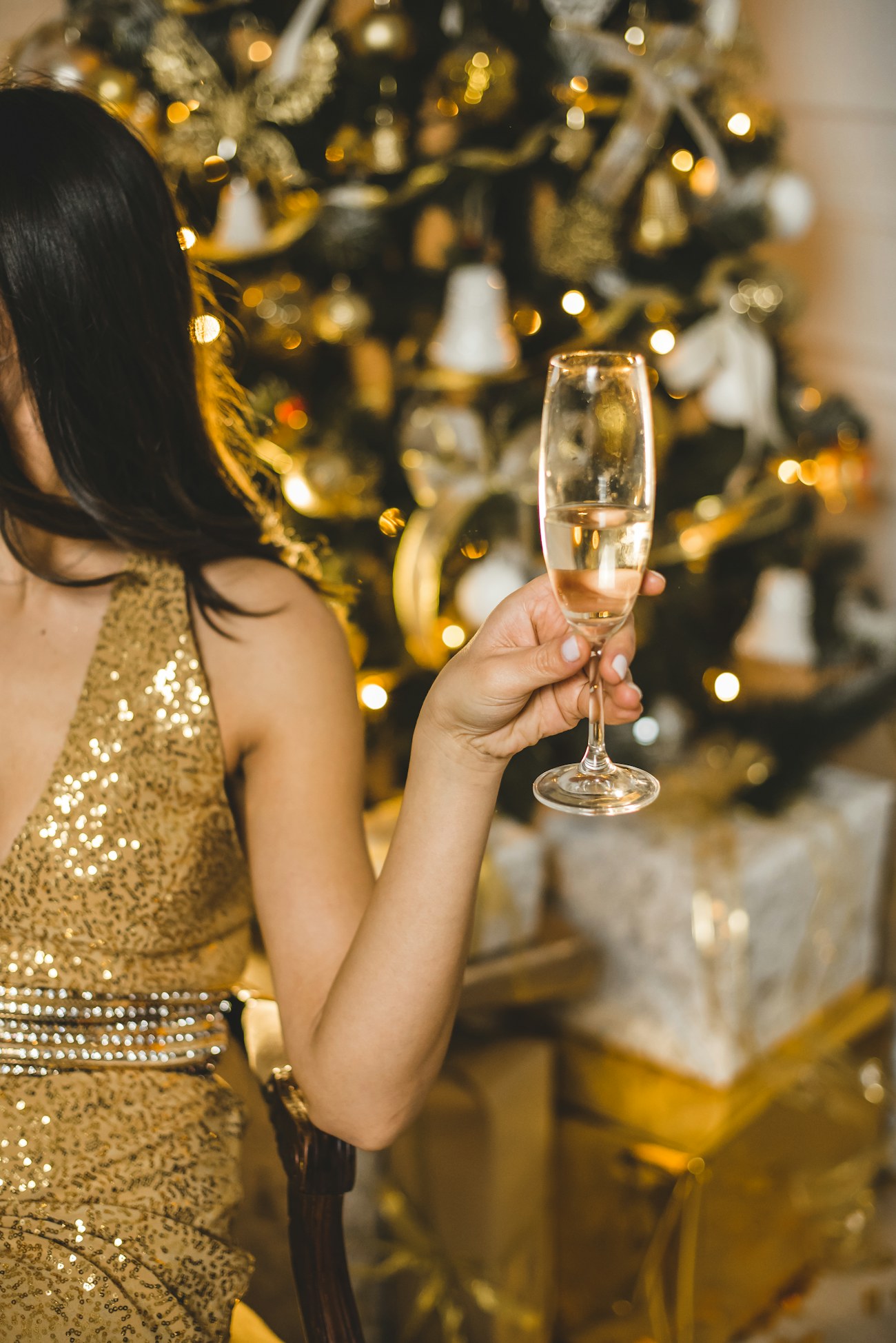 Gold sequins and champagne