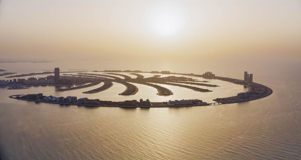 Downtown Dubai seen from a helicopter