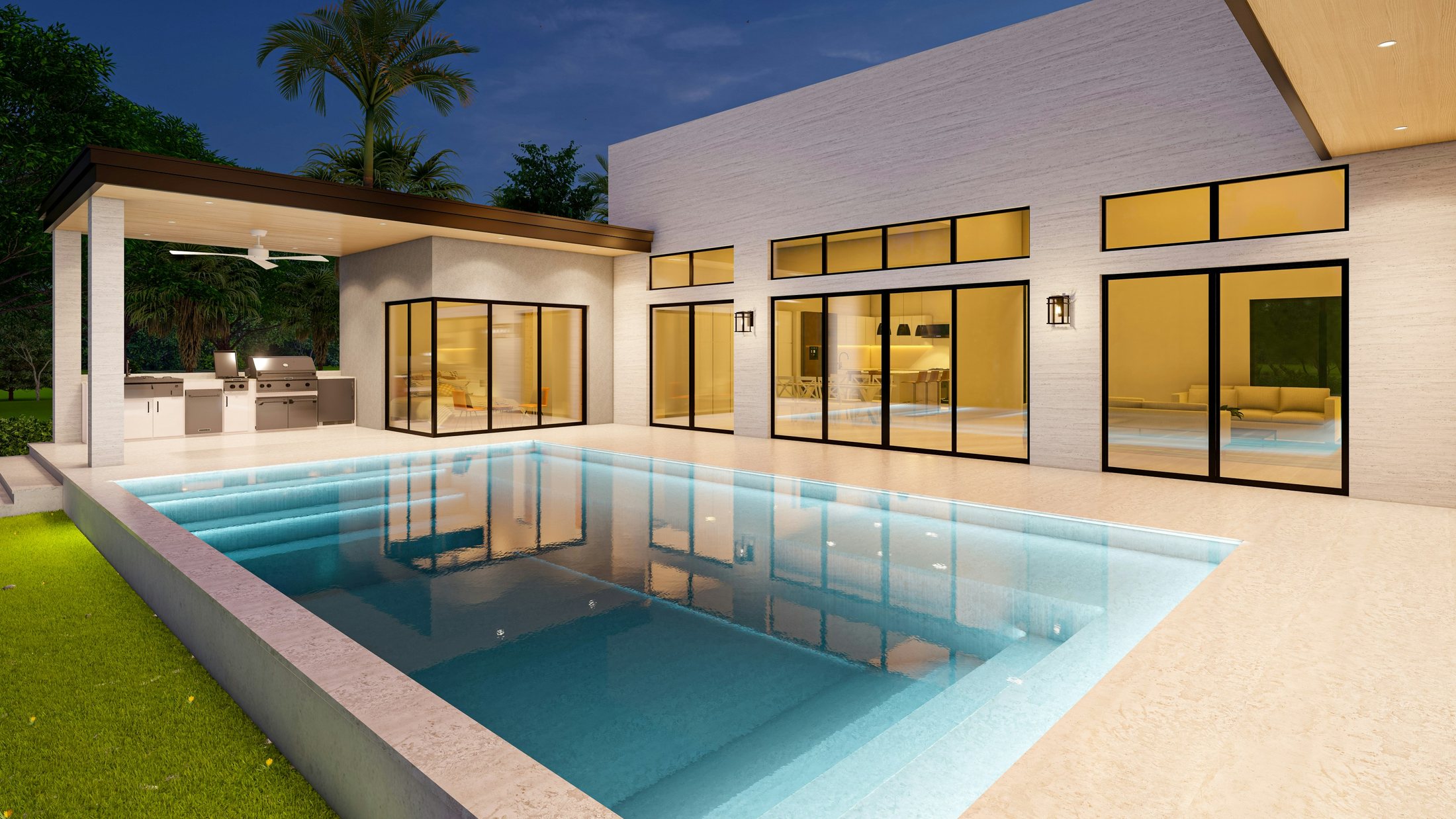 A villa terrace overlooking the sea