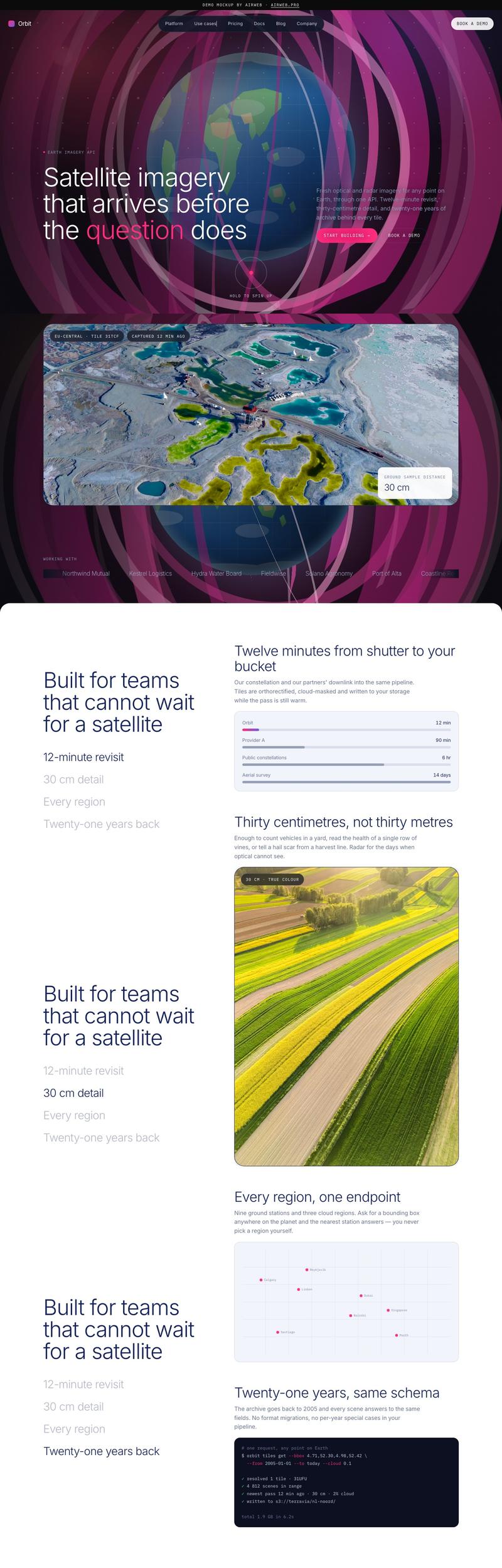Orbit — Satellite imagery API · 16 pages