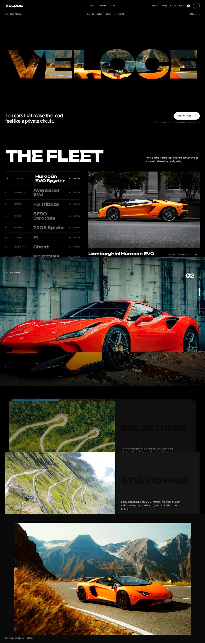 VELOCE — Supercar rental · 15 pages