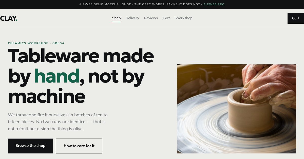 CLAY — first screen of the mockup