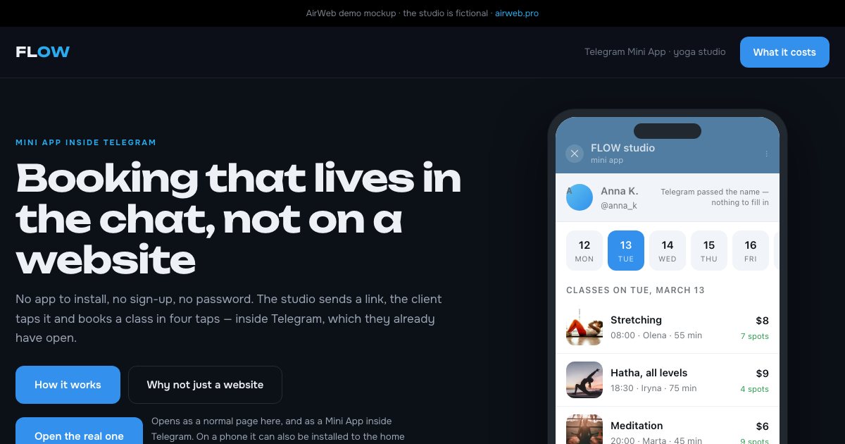 FLOW — first screen of the mockup